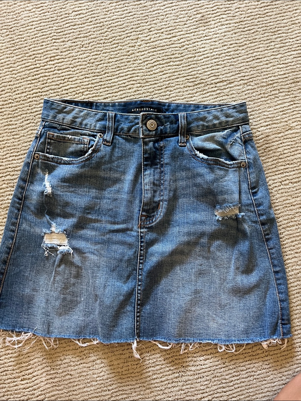Aeropostale Distressed Denim Mini Skirt - Blue size 4